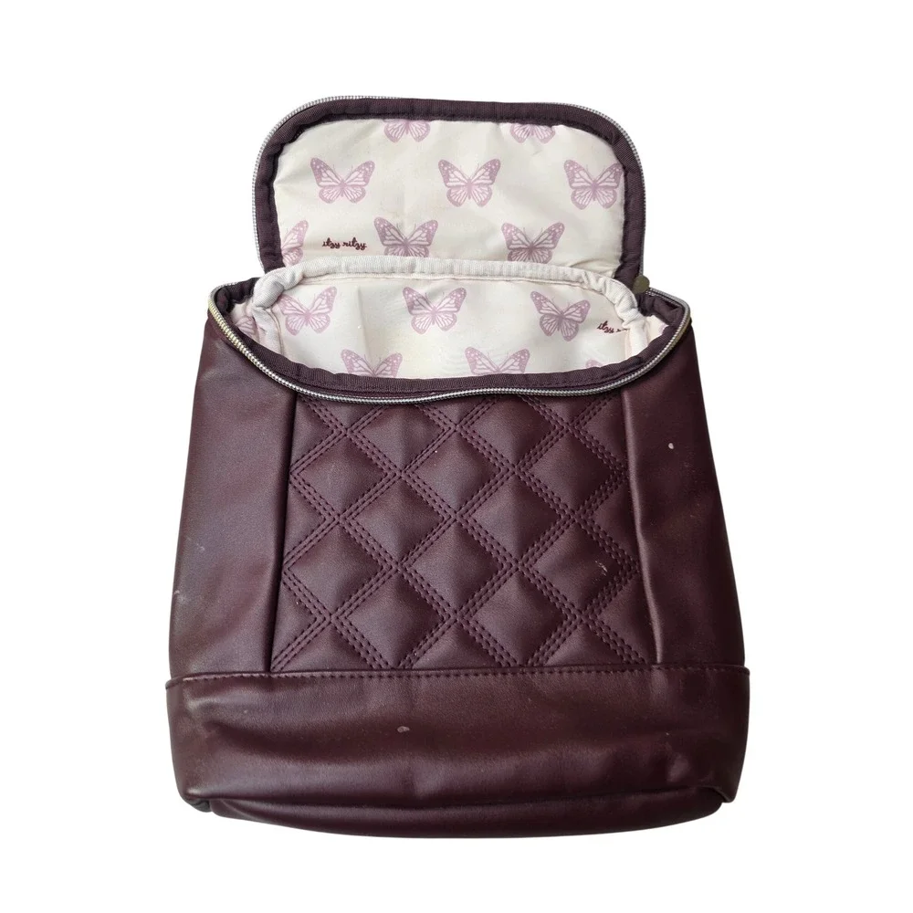 Itzy Ritzy Chill Like a Boss Insulated Bottle Bag Burgundy Quilted Vegan S3